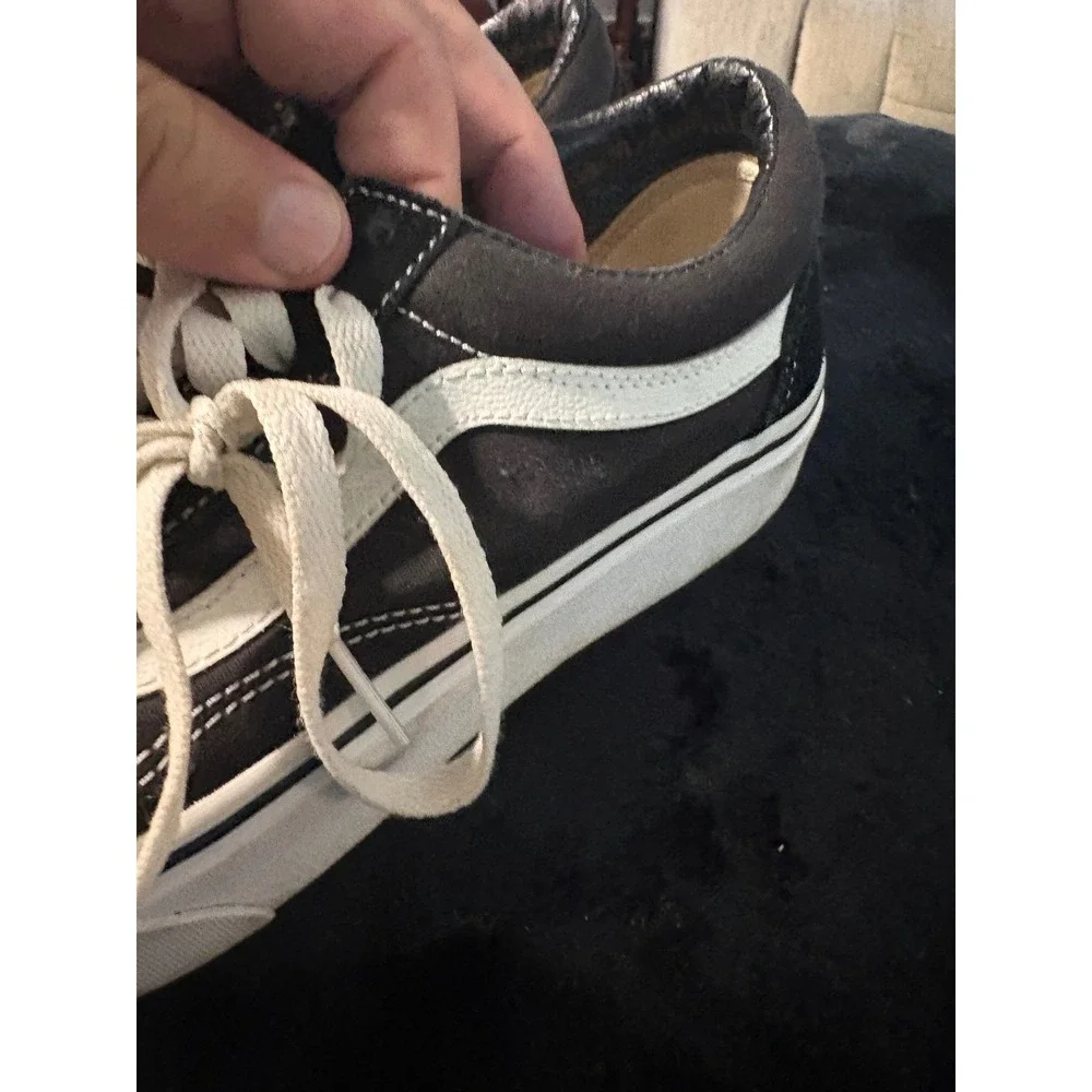 Vans Old Skool Black White Suede Canvas Skate Shoes Mens 6.5 Womens 8.0